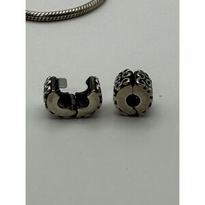 PAIR(2) OF PANDORA 925 ALE STERLING SILVER BRAIDED CLIP CHARMS